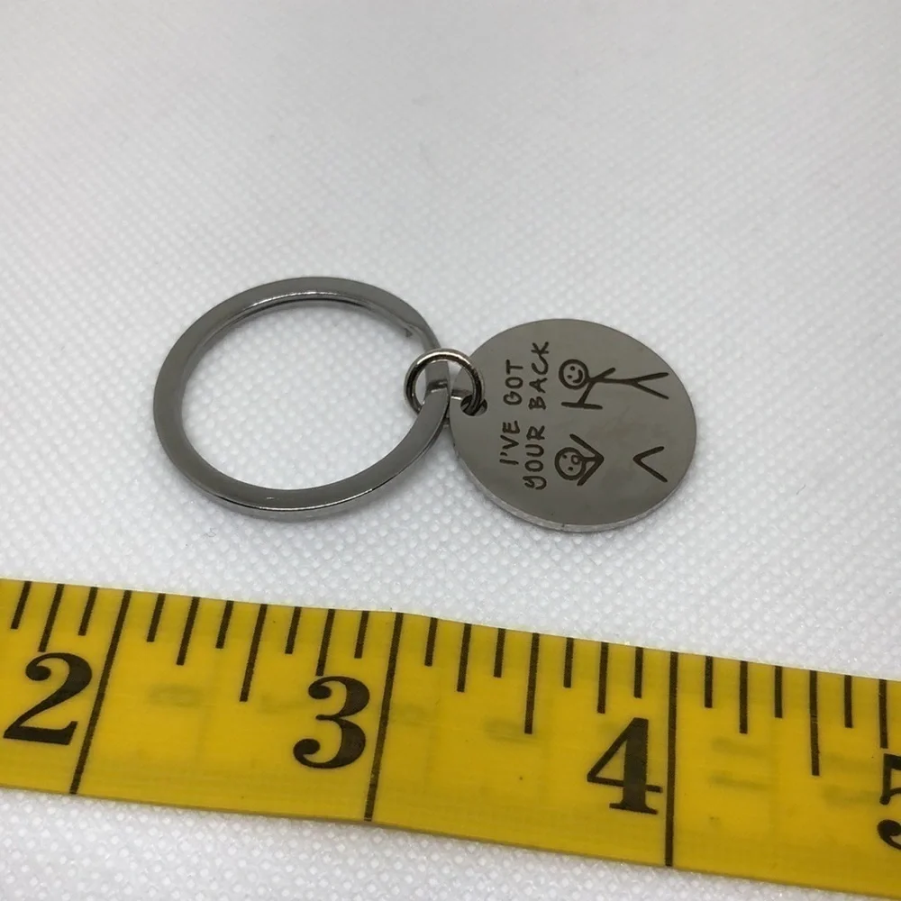 Keychain “I’ve Got Your Back” Stick Figures Unisex Chrome Color